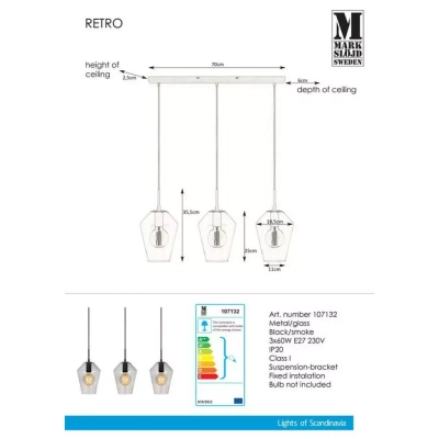 RETRO lampa wisząca na listwie 107132 Markslojd